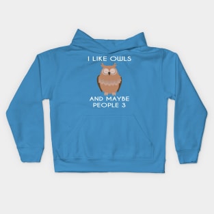 I Like Owls and Maybe 3 People Funny Owl Retro Vintage Gifts Kids Hoodie